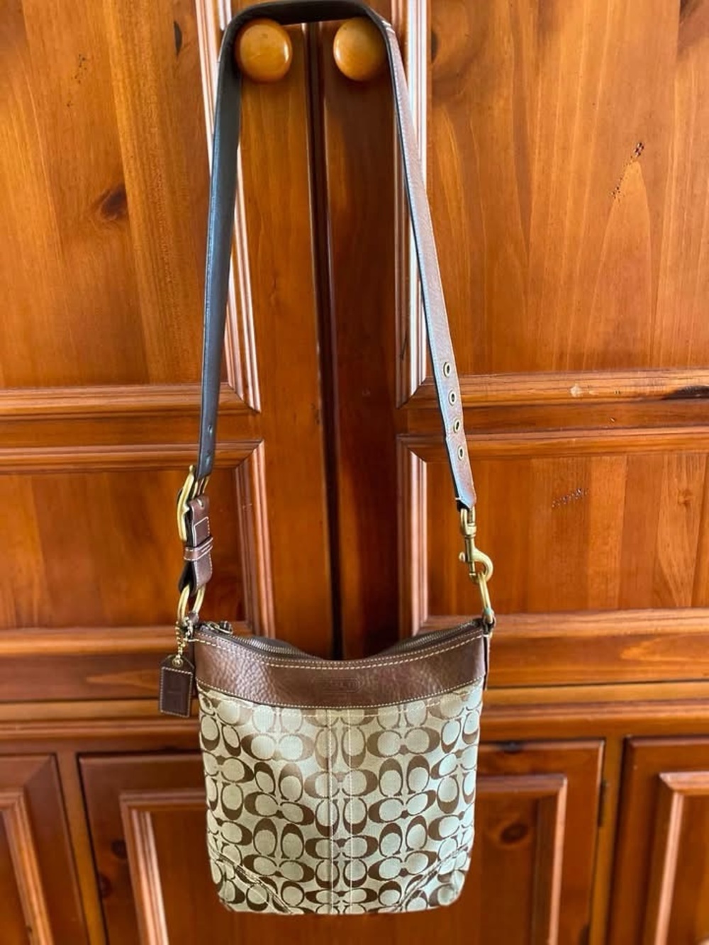 Vintage Coach Signature Hobo/Duffle Bag with Adjustable Strap